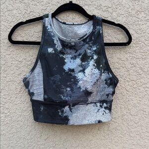 LabJoy Stylish Black and Gray Tie-Dye Crop Top